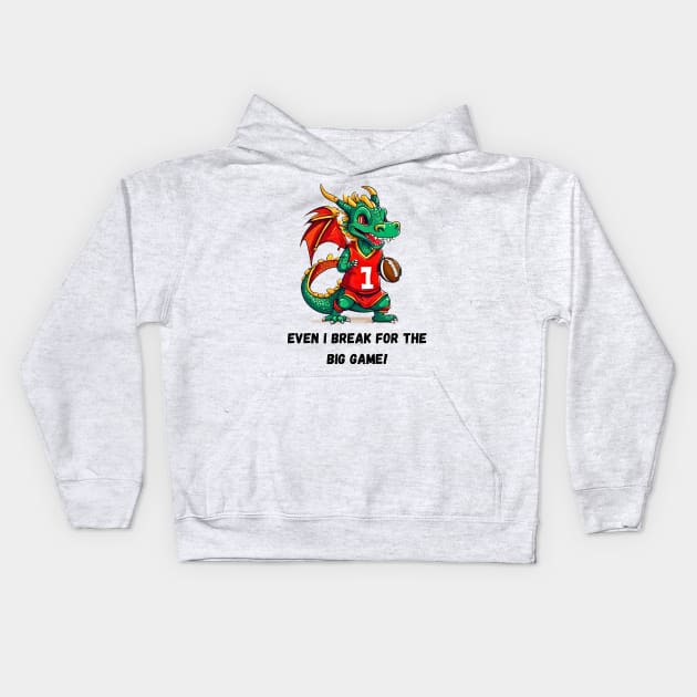 Even the Dragon Breaks for the Big Game! Kids Hoodie by Doodle and Things